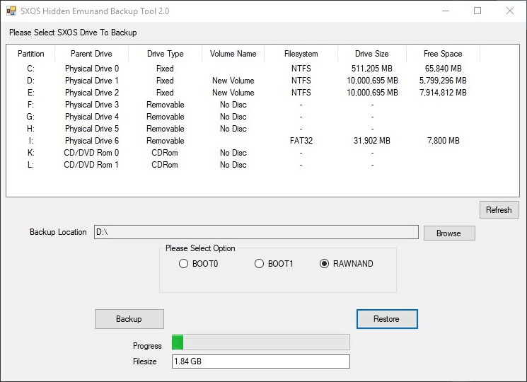 SXOS Hidden Emunand Backup Tool Switch GameBrew