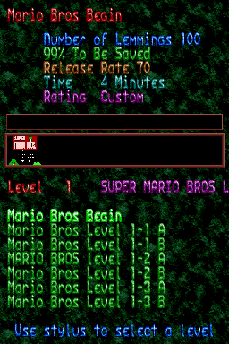 Lemmings DS Super Mario Levels