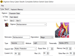 Digimon Story Cyber Sleuth: Complete Edition Save Editor