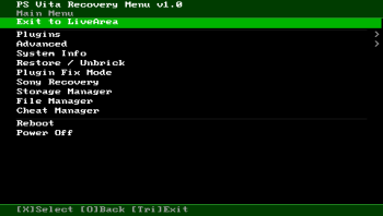 PS Vita Recovery Menu