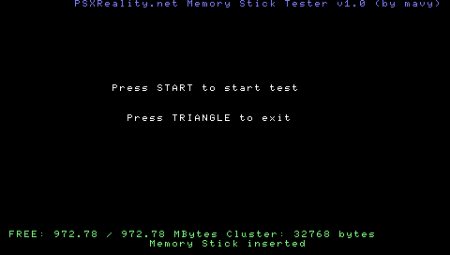 PSXReality Memory Stick Tester
