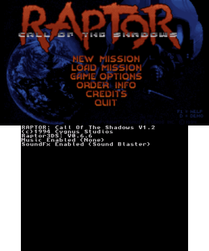 Raptor Call of the Shadows 3DS