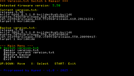Version.txt Switch &amp; Repair