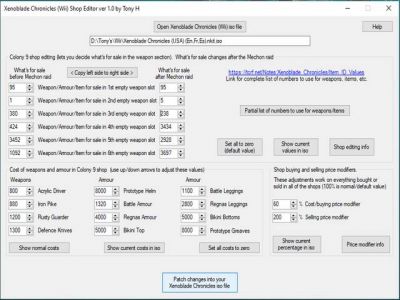 Xenoblade Chronicles Shop Editor